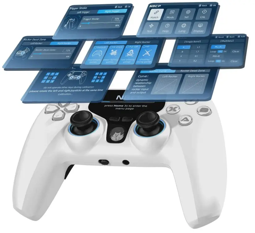 NBCP Wireless PC Controller, Hall Effect Joysticks, 1000Hz, 2 Programmable Buttons